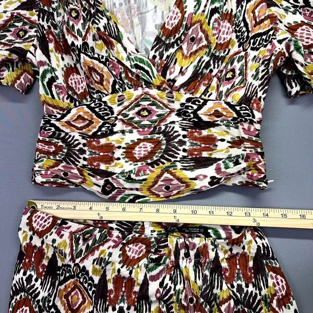 ZARA Ikat Print Puff Sleeve Crop Top - Size M NWT - Picture 6 of 12